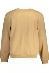 Sudadera elevada de cuello de tripulación beige casual