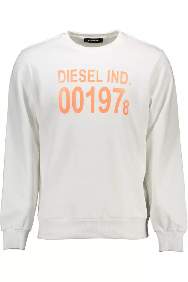 Crisp White Printed Cotton Sweatshirt