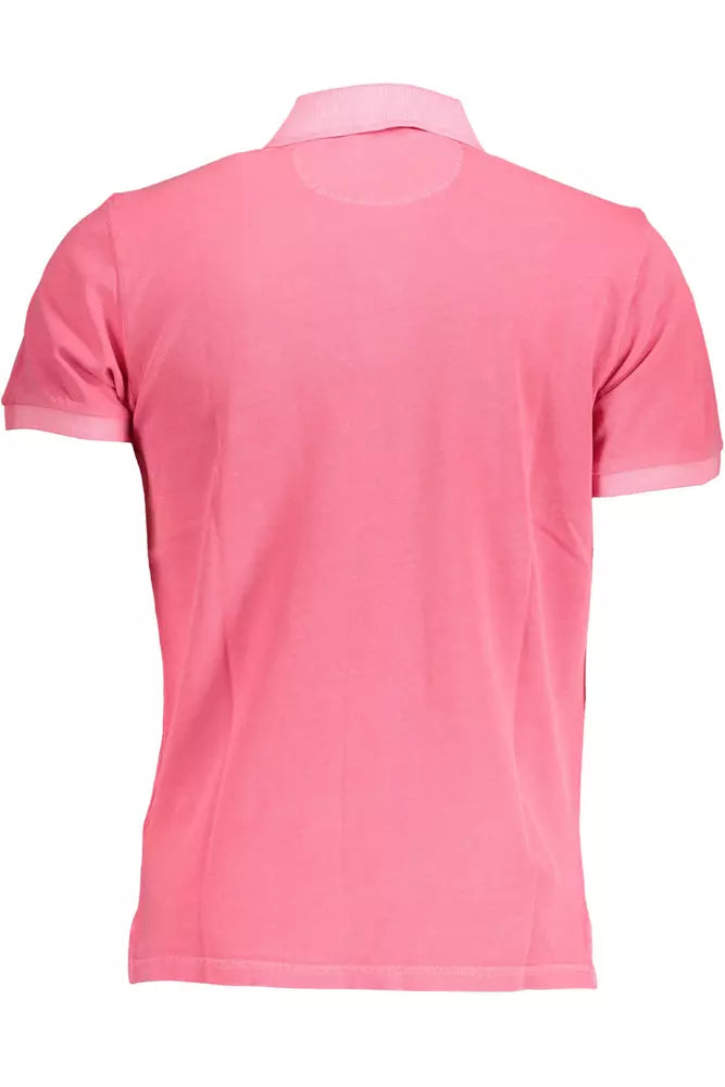 Chic Pink Cotton Polo Shirt with Logo Detail