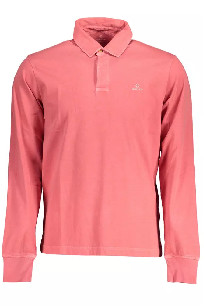 Chic Pink Cotton Long Ärmel-Polo-Hemd