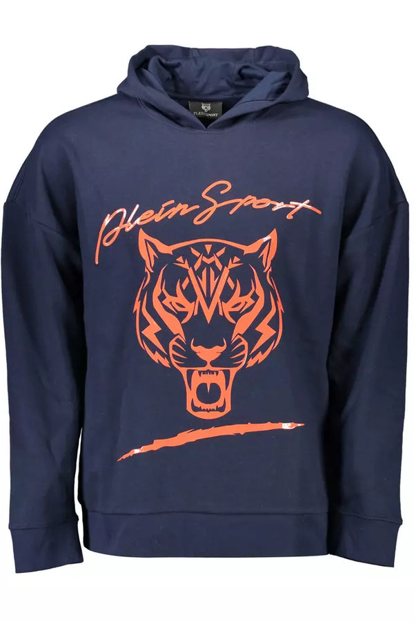 Schlankes blaues Kapuzen -Sweatshirt mit Logo -Details