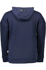 Schlankes blaues Kapuzen -Sweatshirt mit Logo -Details