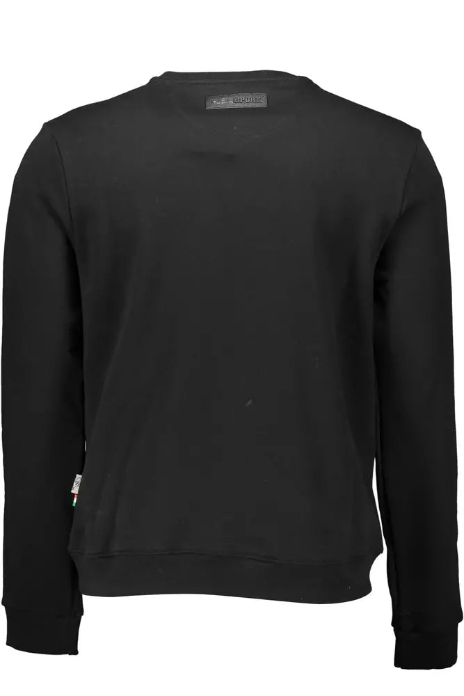 Schlankes schwarzes Baumwoll -Sweatshirt mit kräftigen Akzenten