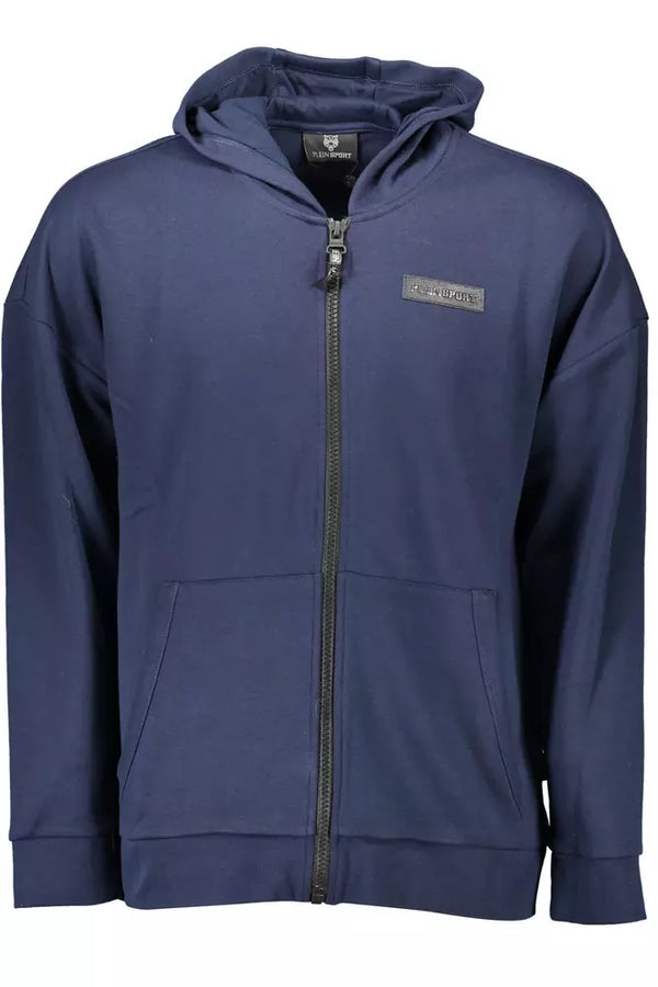 Sleek Blue Hooded Sweatshirt with Logo Detail