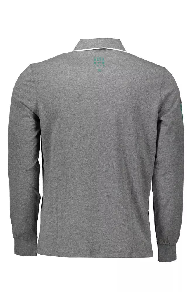 Elegant Gray Long-Sleeved Polo for Men