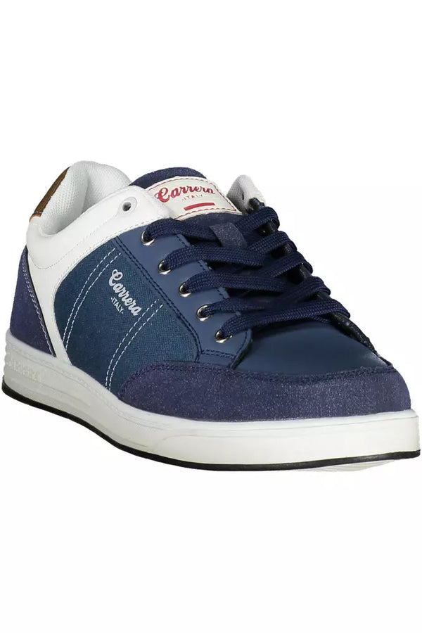 Sneaker blu eco-consapevoli con dettagli contrastanti