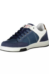 Sneaker blu eco-consapevoli con dettagli contrastanti