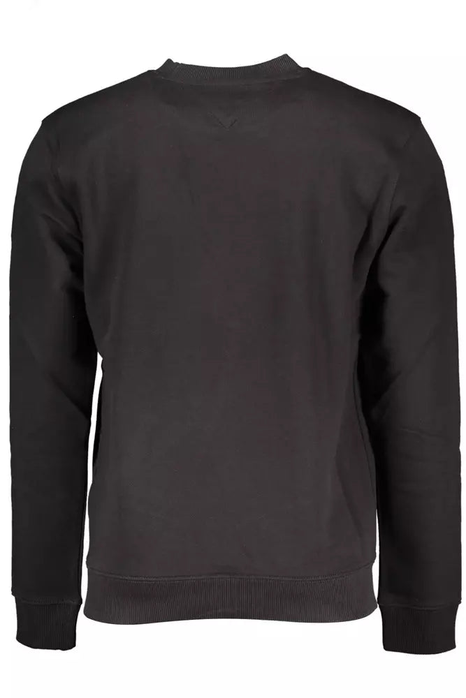 Sleek Crew-Neck Cotton Sweatshirt in Black