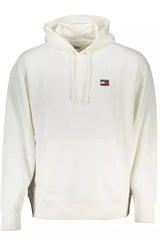 Sleek White Hooded Sweatshirt with Central Pocket