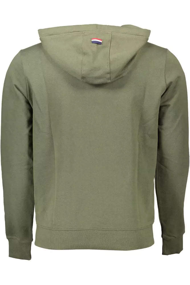 Chic Green Hooded Zip-Up Cotton Speatshirt