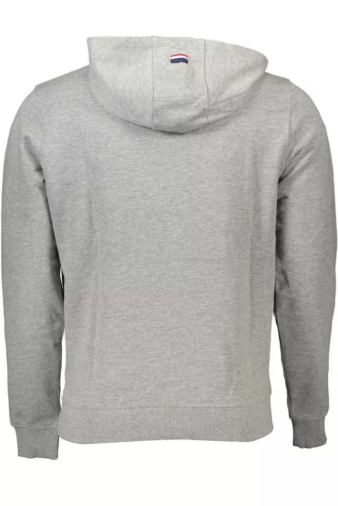 Klassisches graues Baumwoll -Sweatshirt mit Kapuzenkuppe