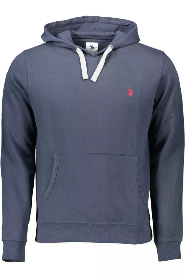 Schicker blauer Pullover mit Kapuzenpullover mit zentraler Tasche