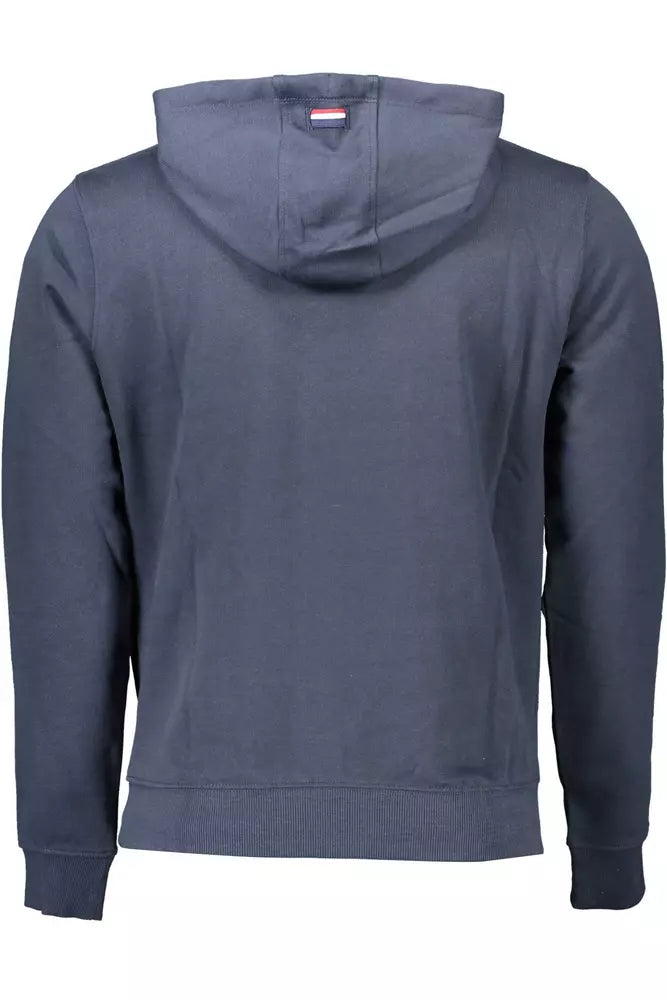 Schicker blauer Pullover mit Kapuzenpullover mit zentraler Tasche