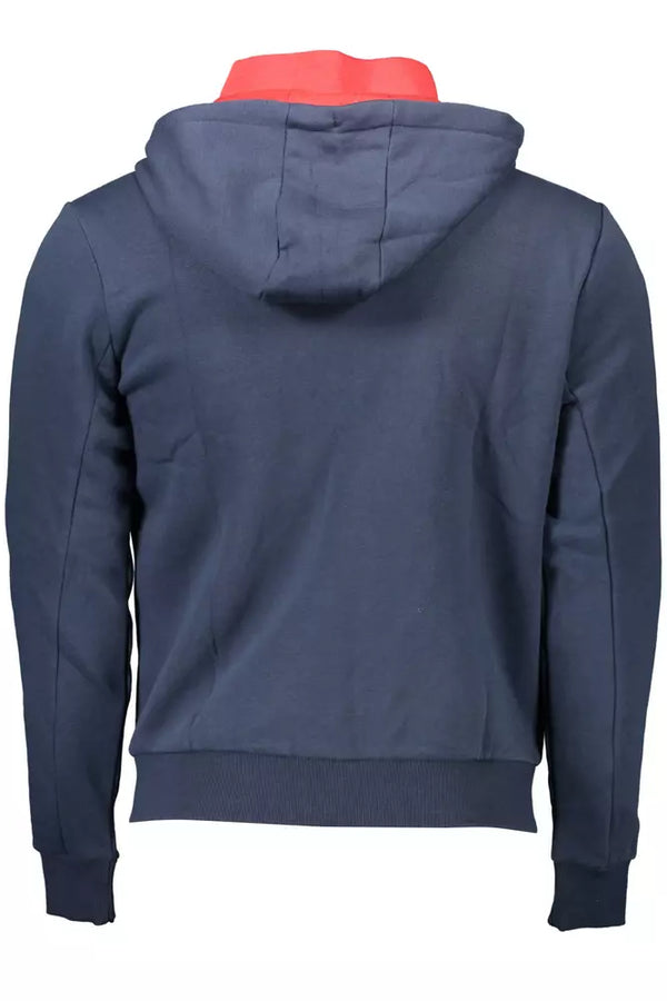 Sudadera con cremallera con capucha azul elegante - detalle bordado