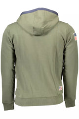 Sudadera con cremallera con capucha verde elegante con bordado