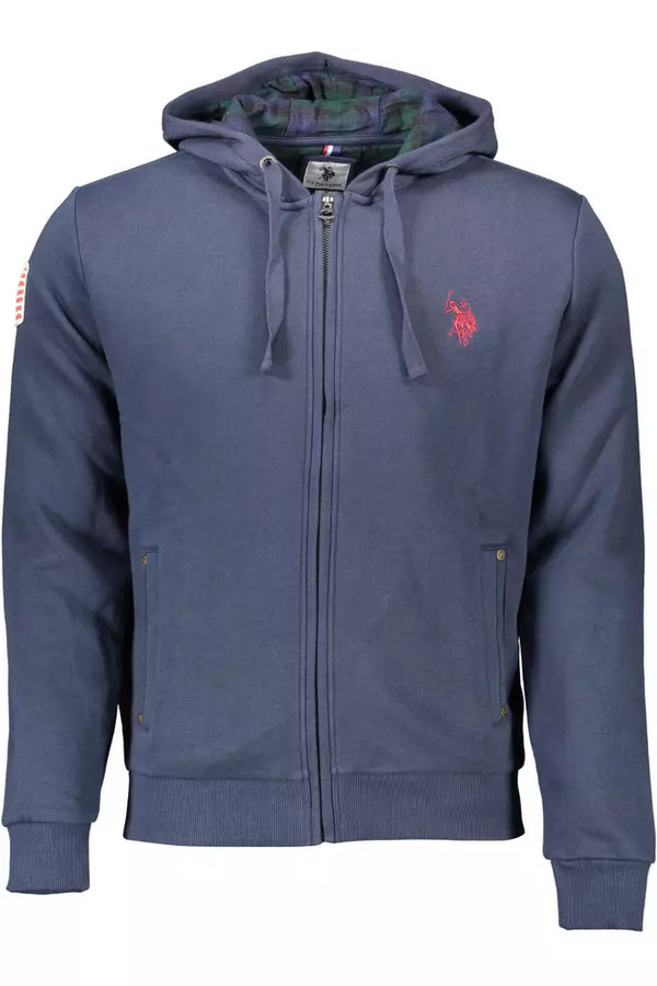 Chic Blue Hooded Sweatshirt with Embroidery Detail