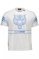 Sleek White Cotton Tee with Bold Contrasts