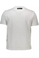 Pristine White Cotton Tee with Bold Accents