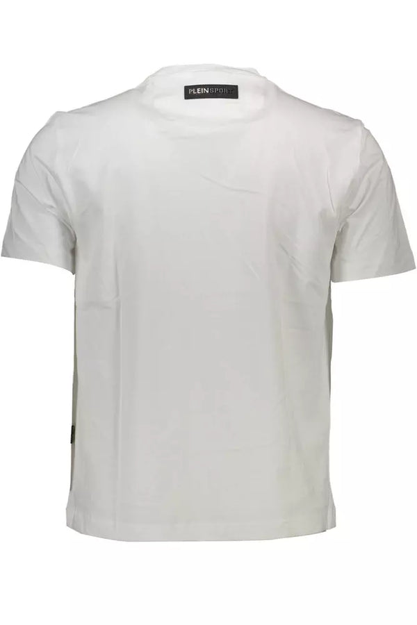 Camiseta de algodón blanco prístino con acentos audaces