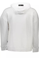 Sleek White Hooded Sweatshirt with Contrasting Accents