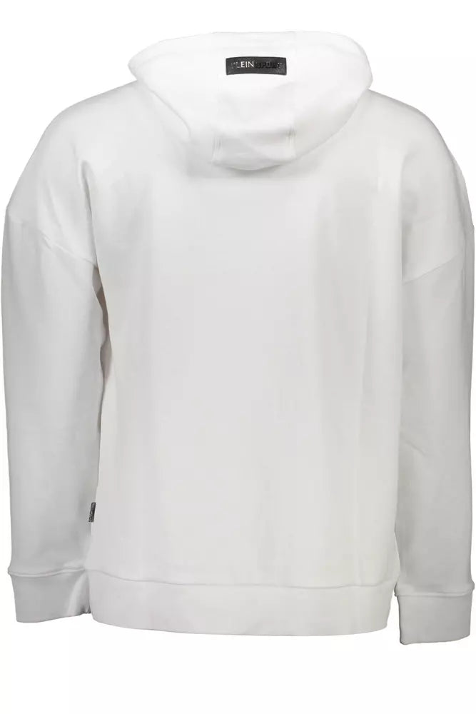 Sleek White Hooded Sweatshirt with Contrasting Accents