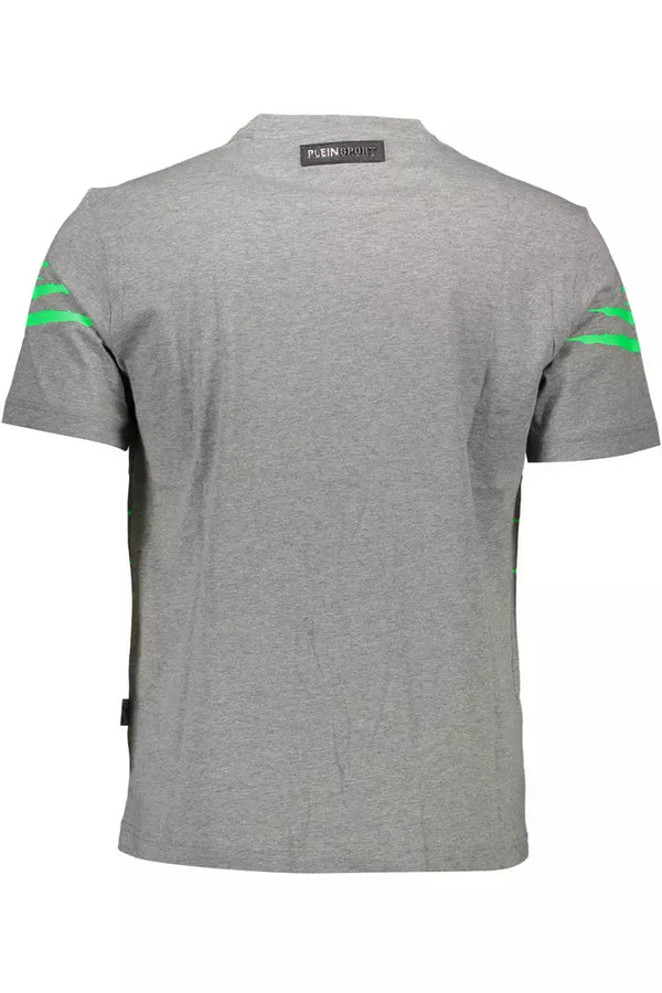 Sleek Gray Crew Neck Designer Tee