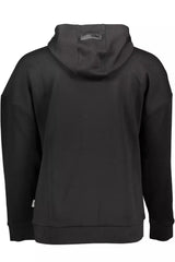 Sleek Black Hooded Sweatshirt with Print Detail