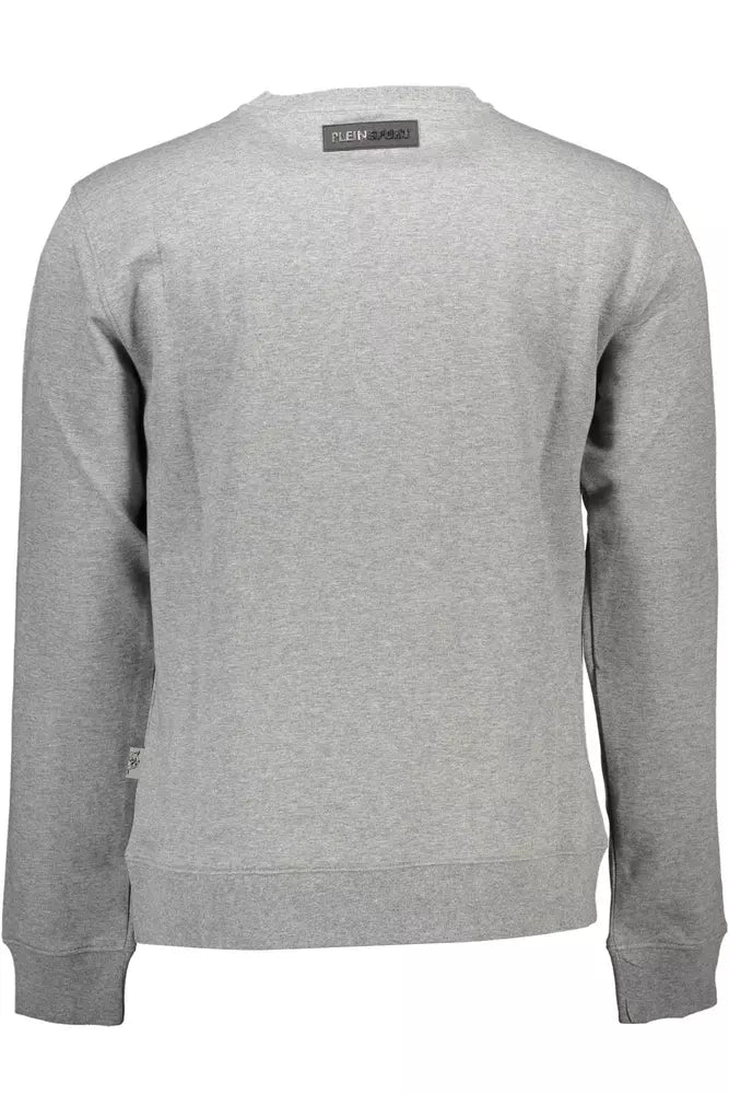 Sleek Gray Long-Sleeve Sweatshirt with Logo