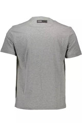 T-shirt à l'équipage gris athlétique avec détail du logo