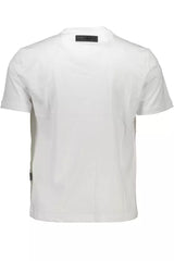 Sleek White Crew Neck Tee with Contrasting Accents