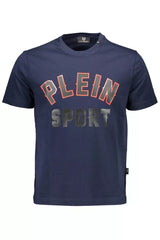 Athletic Blue Crew Neck -T -Shirt mit Logo -Details