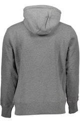 Chic Grey Hooded Sweatshirt mit Stickdetails