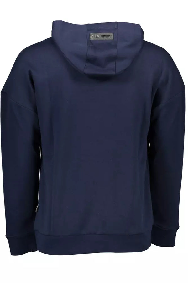 Blaues Kontrastdetail Kapuze -Sweatshirt mit Kapuze