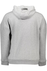 Sleek Gray Hooded Sweatshirt with Contrasting Details