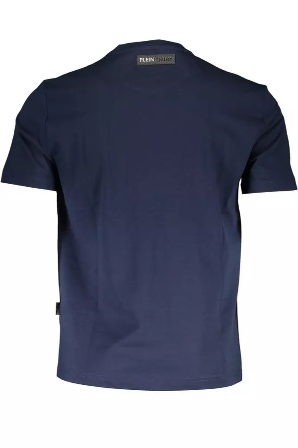 T-shirt d'emblème bleu de cou rond