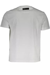 Weißes V-Ausck-Logo-T-Shirt mit Druckdetails