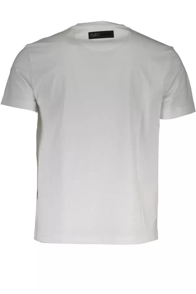 T-scollo a V White V-Neck con dettaglio di stampa