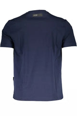 Chic Blue Crew Neck Tee με λεπτομέρειες εκτύπωσης