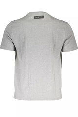 Tee-shirt à cou de couche de coton gris athlétique