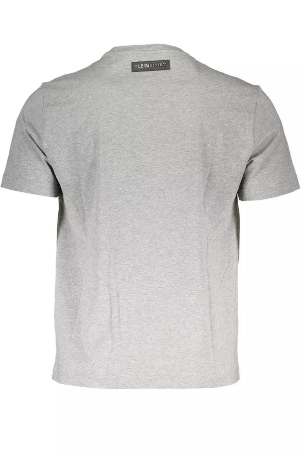 Tee-shirt à cou de couche de coton gris athlétique