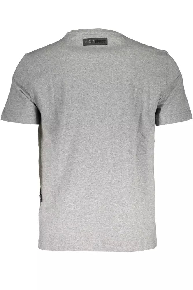 T-shirt de cou de l'équipage en coton gris élégant avec imprimé logo