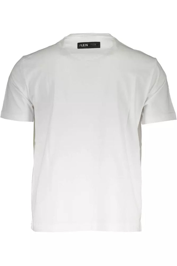 T-shirt à col de coton blanc croustillant avec imprimé audacieux