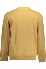 Beige Baumwoll -Sweatshirt mit zentraler Reißverschlusspocke