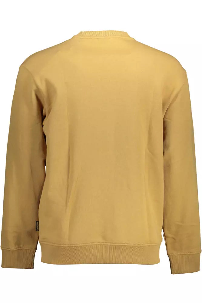 Sweat-shirt en coton beige avec poche zipée centrale