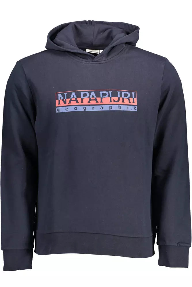 Sudadera de algodón con capucha azul elegante con estampado de logotipo