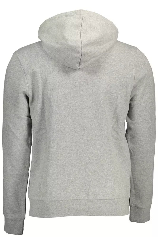 Sudadera con capucha gris elegante con bolsillo con cremallera