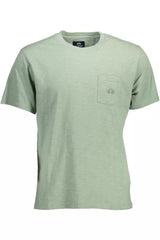 T-shirt vert brodé chic avec de la poche