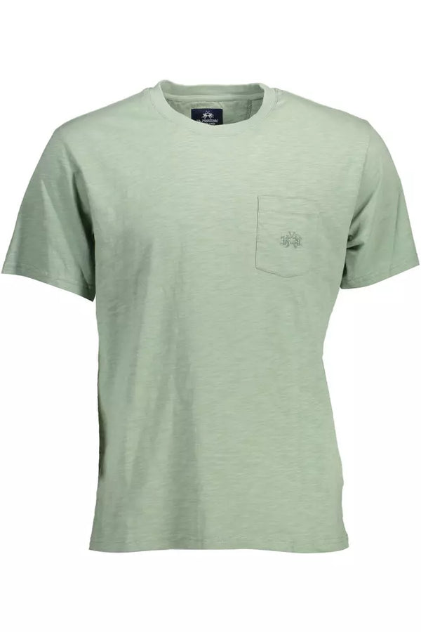 TEE verde bordado elegante con bolsillo