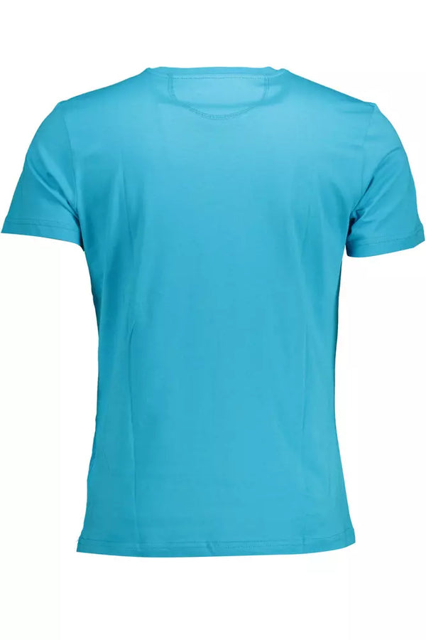 T-shirt de coton de cou classique en bleu