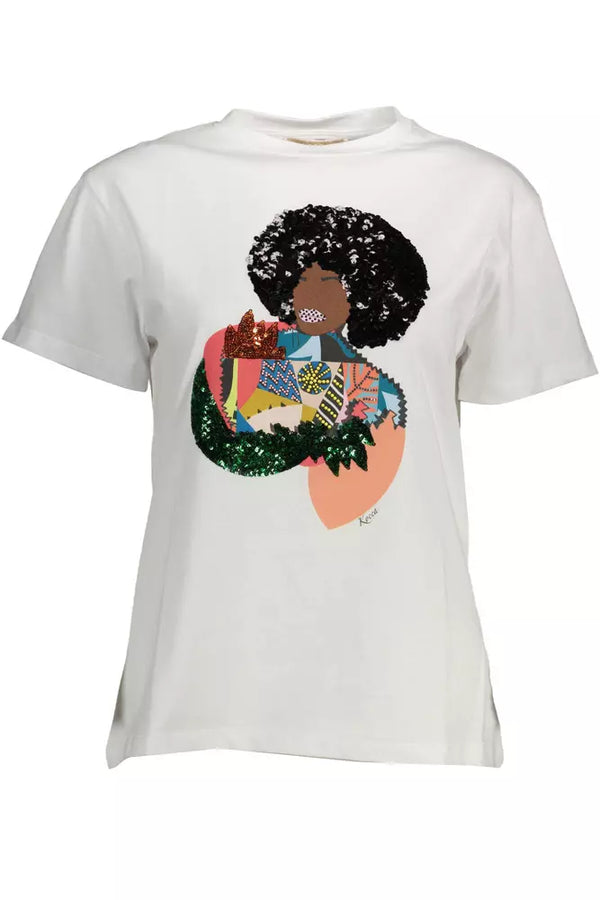 T-shirt imprimé blanc élégant avec des détails chics